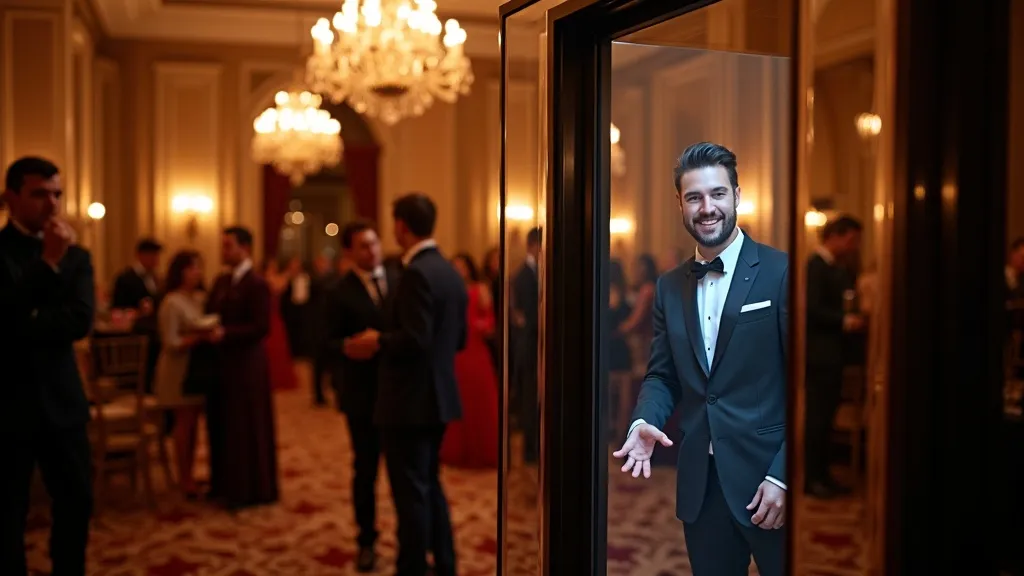 Miroir magique photobooth dans une salle de gala à Montréal